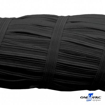 Резиновые нити с текстильным покрытием, шир. 6 мм (55 м/уп), цв.-черный - купить в Великом Новгороде. Цена: 210.75 руб.