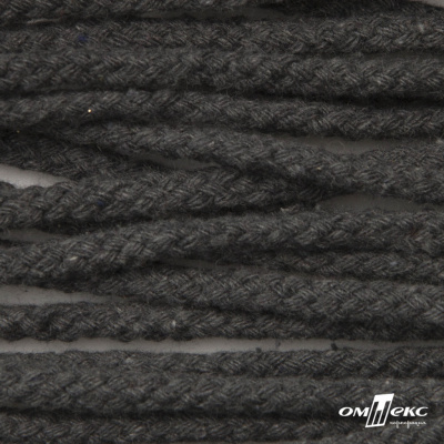 Шнур плетеный d-6 мм круглый, 70% хлопок 30% полиэстер, уп.90+/-1 м, цв.1088-т.серый - купить в Великом Новгороде. Цена: 594 руб.