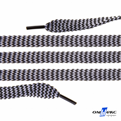 Шнурки #107-07, плоские 130 см, двухцветные цв.серый/чёрный - купить в Великом Новгороде. Цена: 23.03 руб.