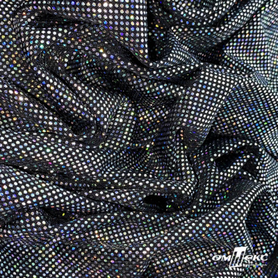 Трикотажное полотно голограмма, шир.140 см, #601-хамелеон чёрный - купить в Великом Новгороде. Цена 452.76 руб.