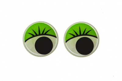 Глазки для игрушек, круглые, с бегающими зрачками, 15 мм/упак.50+/-2 шт, цв. -зеленый - купить в Великом Новгороде. Цена: 113.01 руб.