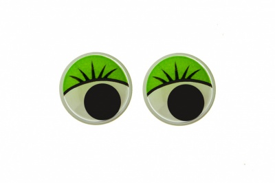 Глазки для игрушек, круглые, с бегающими зрачками, 12 мм/упак.50+/-2 шт, цв. -зеленый - купить в Великом Новгороде. Цена: 96.01 руб.