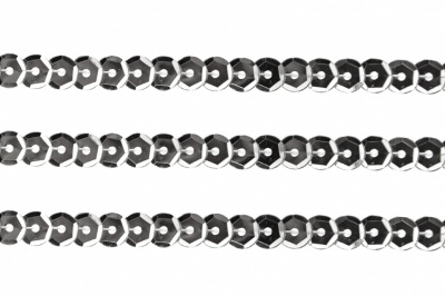 Пайетки "ОмТекс" на нитях, SILVER-BASE, 6 мм С / упак.73+/-1м, цв. 1 - серебро - купить в Великом Новгороде. Цена: 468.37 руб.