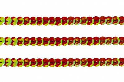 Пайетки "ОмТекс" на нитях, CREAM, 6 мм С / упак.73+/-1м, цв. 96 - красный - купить в Великом Новгороде. Цена: 484.77 руб.