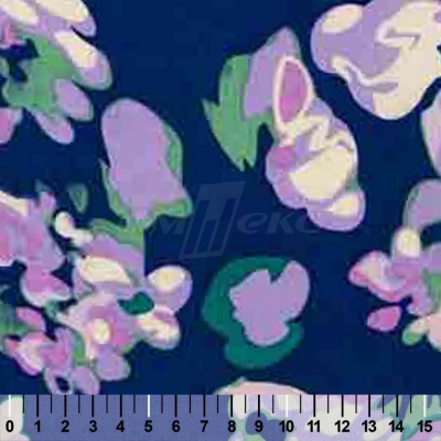 Штапель принт (100% вискоза) D4,C3, 110 гр/м2, шир.140см, принт цветы/василёк - купить в Великом Новгороде. Цена 343 руб.