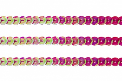 Пайетки "ОмТекс" на нитях, CREAM, 6 мм С / упак.73+/-1м, цв. 89 - розовый - купить в Великом Новгороде. Цена: 468.37 руб.