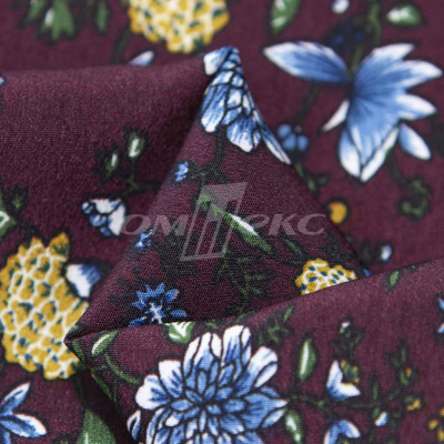 Плательная ткань "Фламенко" 4.1, 80 гр/м2, шир.150 см, принт растительный - купить в Великом Новгороде. Цена 259.21 руб.